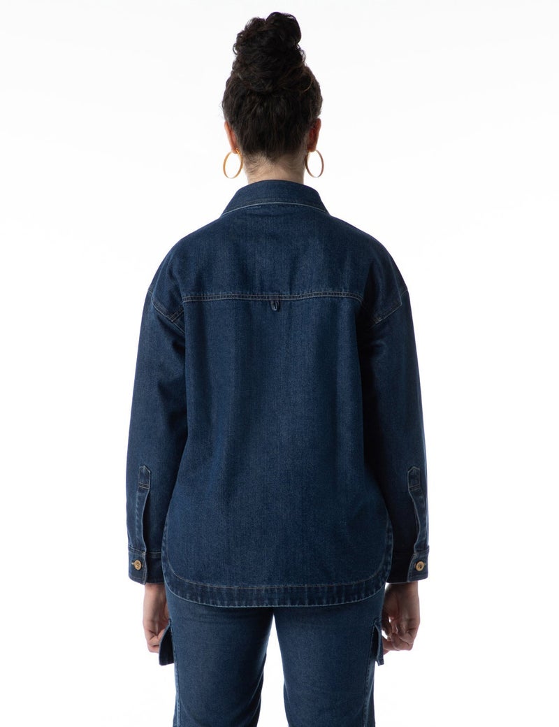 inkd Women's Overdyed Trucker Denim Jacket - Jacket for Women | 100% Cotton | Double Flap Pocket | Regular Fit | Full Sleeve Jacket - Image 2
